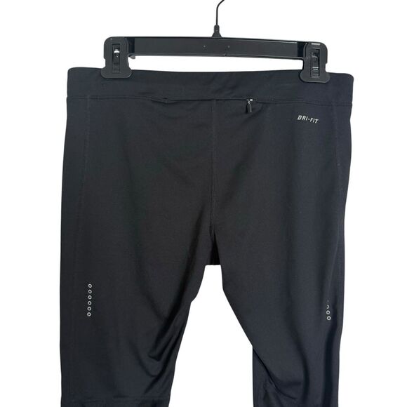 Nike Dri-FIT Black Athletic Capri Pants Reflective Dots Zipper Pocket Women L - Picture 4 of 8